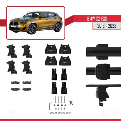 Compatibile con BMW X2 (F39) 2018-2023 ACE-4 Barre portatutto per auto, barre portatutto in alluminio nero, 2 barre