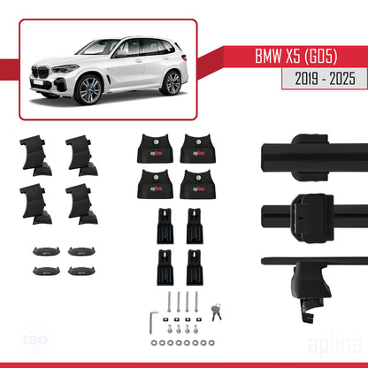 Kompatibel mit BMW X5 (G05) 2019-2025 ACE-4 Dachträger, Auto-Dachgepäckträger, schwarzes Aluminium, 2 Stangen