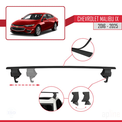 Compatible avec Chevrolet Malibu IX 2016-2025 ACE-4 Barres de Toit Railing Porte-Bagages de Voiture Noir Aluminium 2 Barres