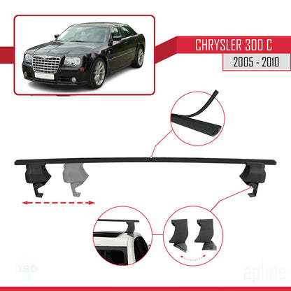 Compatibile con Chrysler 300C 2005-2010 ACE-4 Barre portatutto per auto, barre portatutto in alluminio nero, 2 barre
