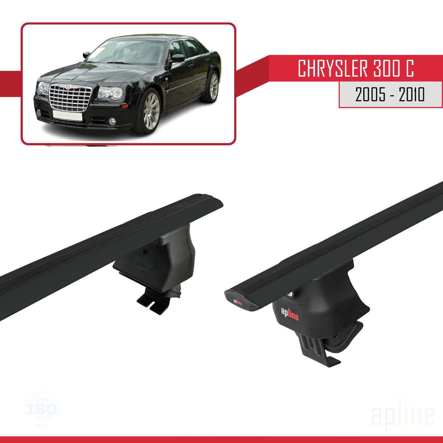 Compatibile con Chrysler 300C 2005-2010 ACE-4 Barre portatutto per auto, barre portatutto in alluminio nero, 2 barre