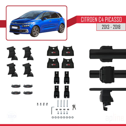Compatibile con Citroen C4 Picasso 2 2013-2018 ACE-4 Barre portatutto per auto Portapacchi in alluminio nero 2 barre