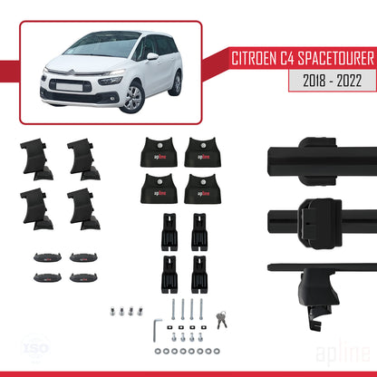 Compatibile con Citroen C4 Spacetourer 2018-2022 ACE-4 Barre portatutto per auto Portapacchi in alluminio nero 2 barre