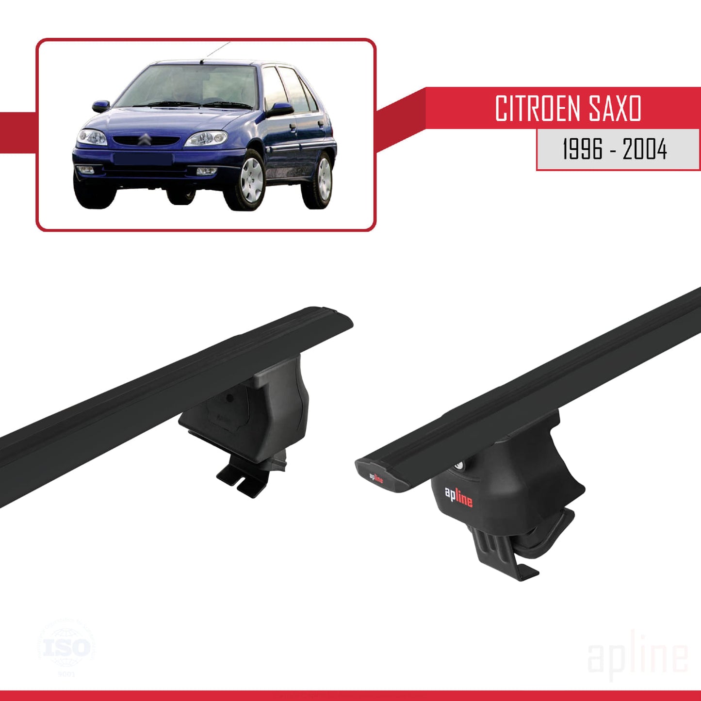 Compatibile con Citroen Saxo 1996-2004 ACE-4 Barre portatutto per auto Portapacchi in alluminio nero 2 barre