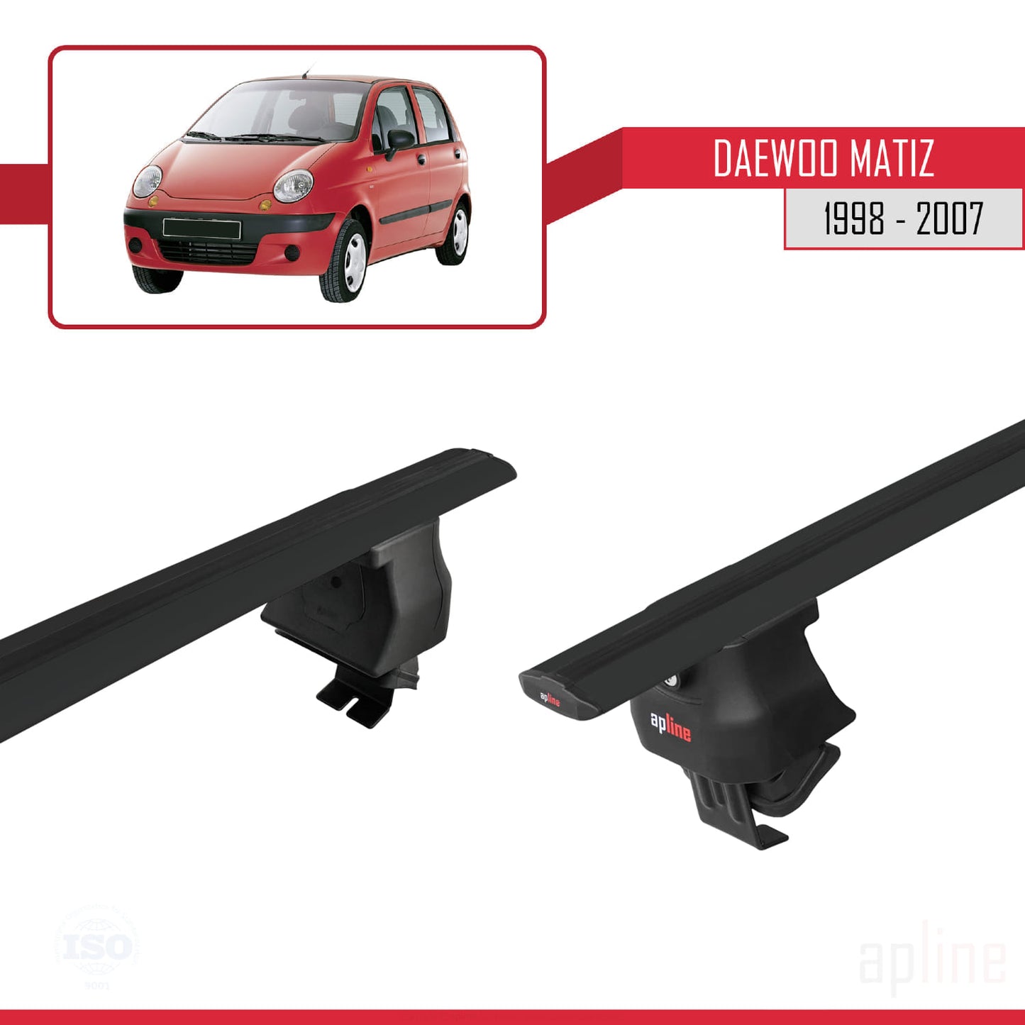 Compatibile con Daewoo Matiz 1998-2007 ACE-4 Barre portatutto per auto Portapacchi in alluminio nero 2 barre
