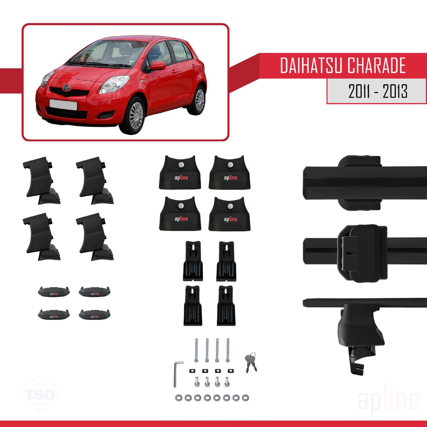 Compatibile con Daihatsu Charade 2011-2013 ACE-4 Barre portatutto per auto Portapacchi Alluminio nero 2 barre