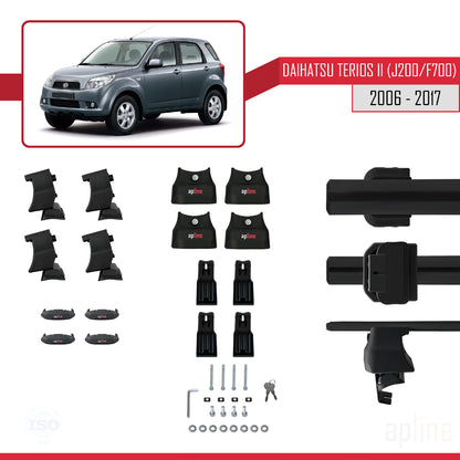 Compatibile con Daihatsu Terios 2 (J200/F700) 2006-2017 Barre portatutto ACE-4 per auto, barre portatutto in alluminio nero, 2 barre