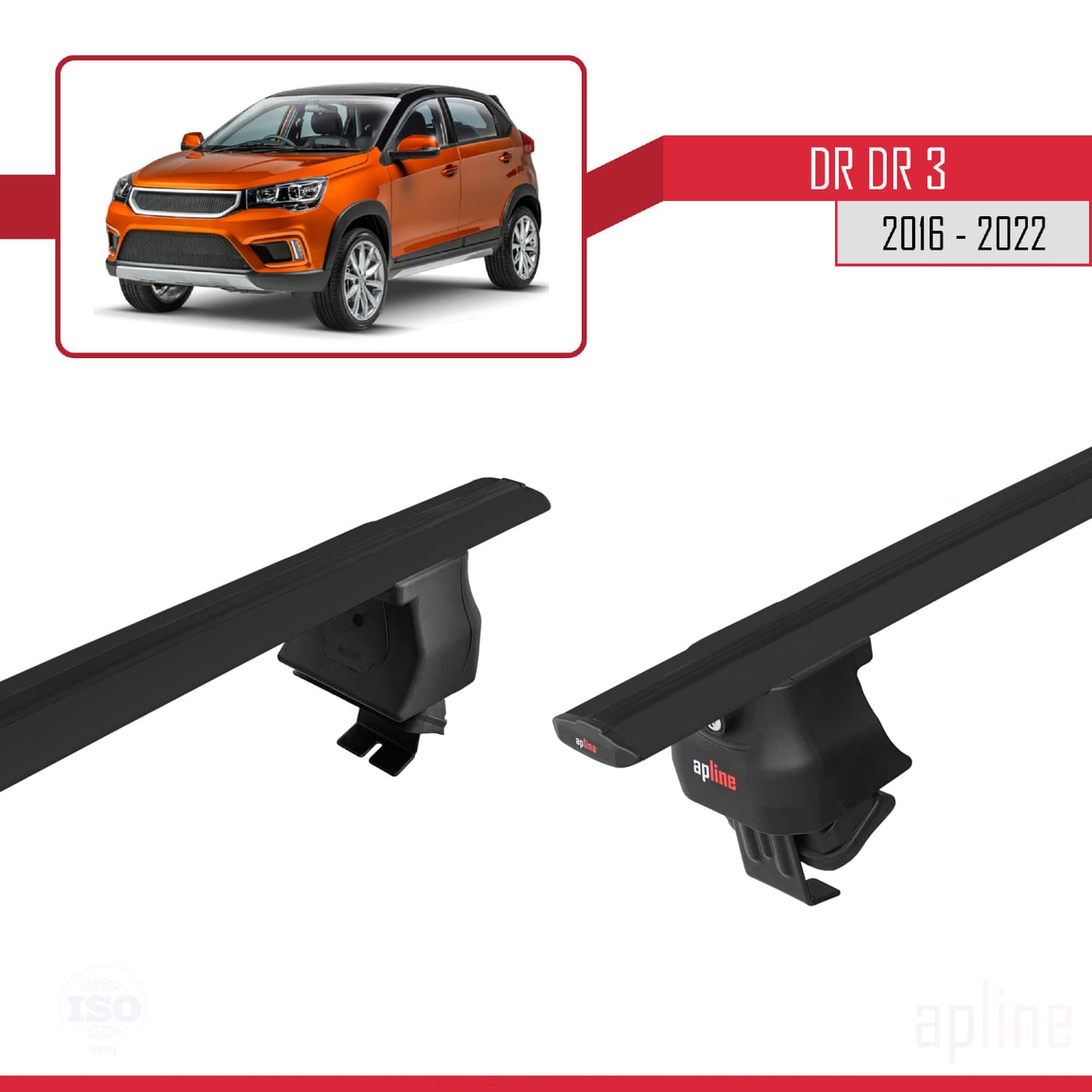 Compatibile con DR DR3 2016-2022 ACE-4 Barre portatutto per auto Portapacchi in alluminio nero 2 barre
