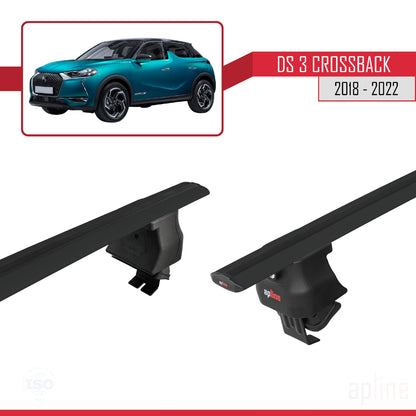 Compatible avec DS 3 Crossback 2018-2022 ACE-4 Barres de Toit Railing Porte-Bagages de Voiture Noir Aluminium 2 Barres