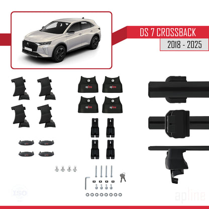 Compatibile con DS 7 Crossback 2018-2025 ACE-4 Barre portatutto per auto Portapacchi in alluminio nero 2 barre