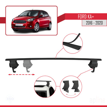 Compatible avec Ford Ka+ 2016-2020 ACE-4 Barres de Toit Railing Porte-Bagages de Voiture Noir Aluminium 2 Barres