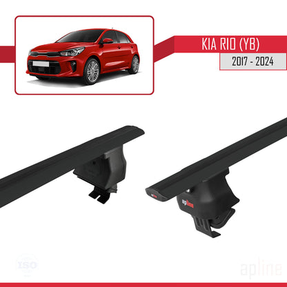 Compatible with Kia Rio 4 (YB) HB 2017-2023 ACE-4 Car Roof Rack Cross Bar Black Aluminium 2 Bars