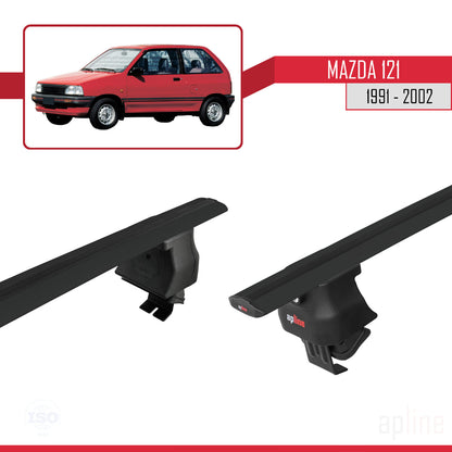 Compatible with Mazda 121 1991-2002 ACE-4 Car Roof Rack Cross Bar Black Aluminium 2 Bars