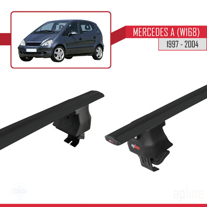 Compatible avec Mercedes Classe A (W168) 1997-2004 ACE-4 Barres de Toit Railing Porte-Bagages de Voiture Noir Aluminium 2 Barres