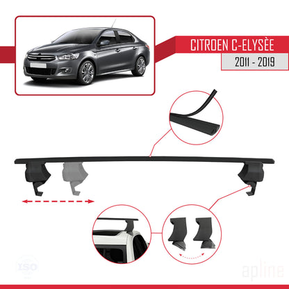 Compatibile con Citroen C-Elysee 2011-2019 ACE-4 Barre portatutto per auto Portapacchi in alluminio nero 2 barre