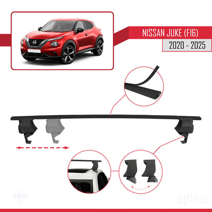 Compatible con Nissan Juke 2 (F16) 2020-2025 ACE-4 Barras de Techo Auto Portaequipajes Barras Transversales Negro Aluminio 2 Barras
