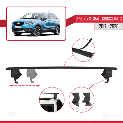Compatible with Opel/Vauxhall Crossland X 2017-2020 ACE-4 Car Roof Rack Cross Bar Black Aluminium 2 Bars