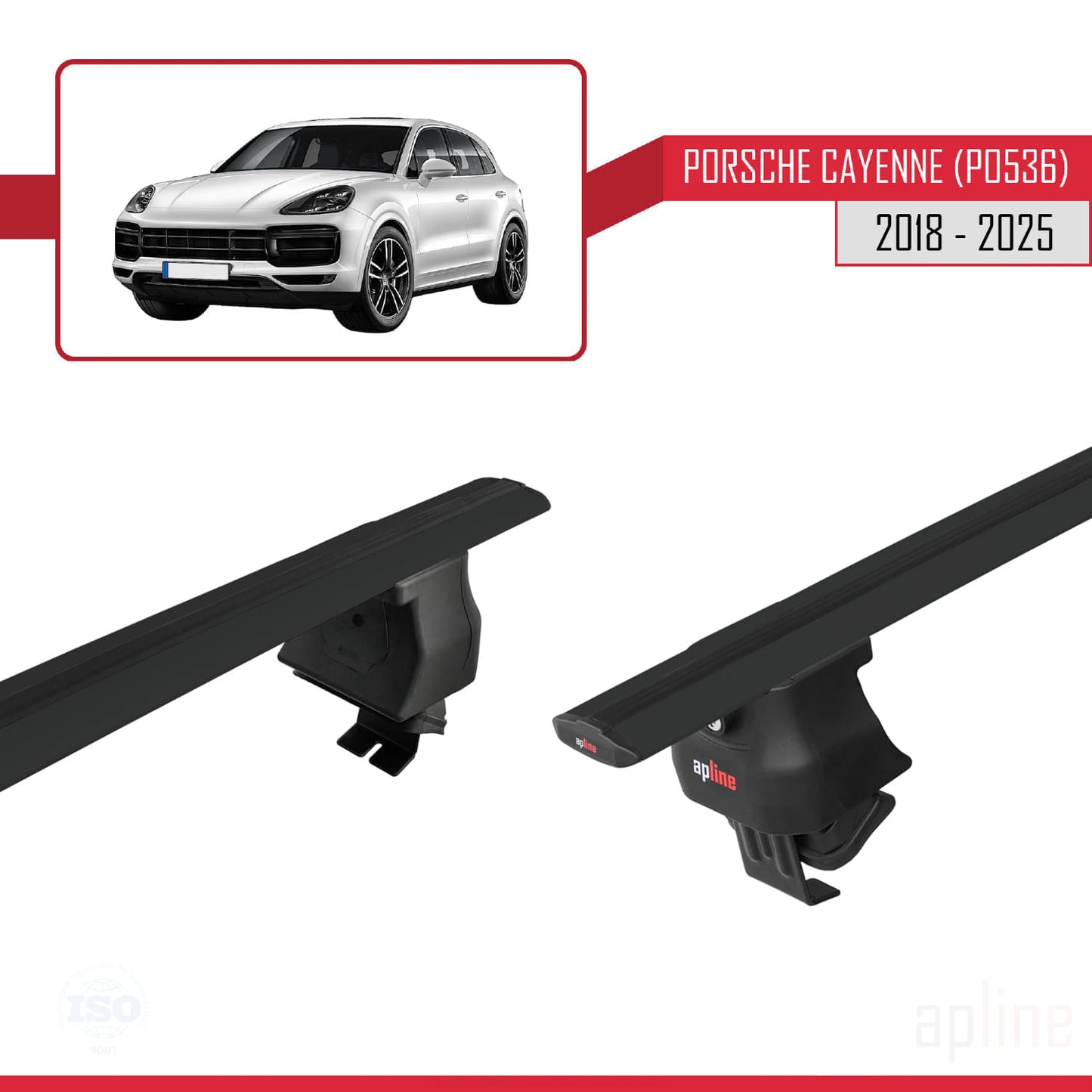 Compatible con Porsche Cayenne 3 (9YA) 2018-2025 ACE-4 Barras de Techo Auto Portaequipajes Barras Transversales Negro Aluminio 2 Barras
