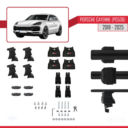 Compatible con Porsche Cayenne 3 (9YA) 2018-2025 ACE-4 Barras de Techo Auto Portaequipajes Barras Transversales Negro Aluminio 2 Barras