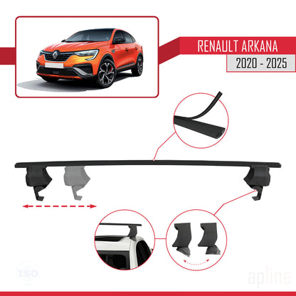 Compatible with Renault Arkana 2020-2025 ACE-4 Car Roof Rack Cross Bar Black Aluminium 2 Bars