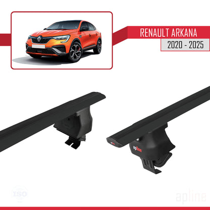 Compatible with Renault Arkana 2020-2025 ACE-4 Car Roof Rack Cross Bar Black Aluminium 2 Bars