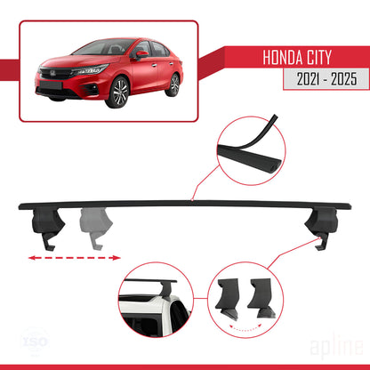 Compatible con Honda City 2021-2025 ACE-4 Barras de Techo Auto Portaequipajes Barras Transversales Negro Aluminio 2 Barras
