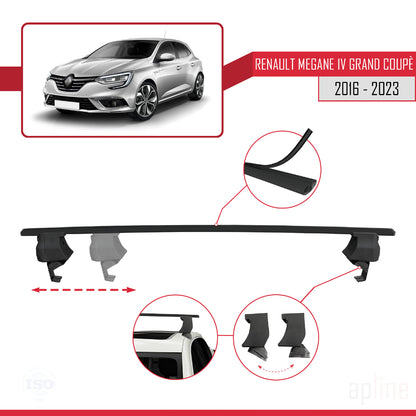 Compatible con Renault Megane 4 (BFB) Grand Coupé 2016-2023 ACE-4 Barras de Techo Auto Portaequipajes Barras Transversales Negro Aluminio 2 Barras