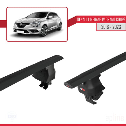 Compatible con Renault Megane 4 (BFB) Grand Coupé 2016-2023 ACE-4 Barras de Techo Auto Portaequipajes Barras Transversales Negro Aluminio 2 Barras