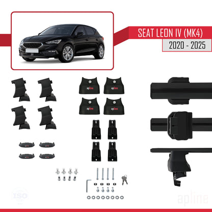 Compatible avec Seat/Cupra Leon 4 2020-2025 ACE-4 Barres de Toit Railing Porte-Bagages de Voiture Noir Aluminium 2 Barres