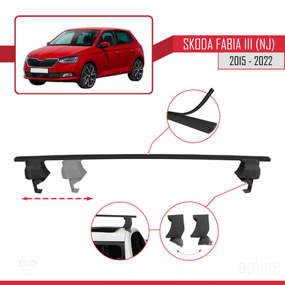 Compatible con Skoda Fabia 3 (NJ) 2015-2022 ACE-4 Barras de Techo Auto Portaequipajes Barras Transversales Negro Aluminio 2 Barras