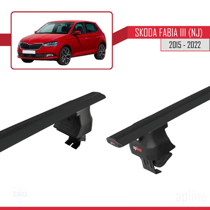 Compatible con Skoda Fabia 3 (NJ) 2015-2022 ACE-4 Barras de Techo Auto Portaequipajes Barras Transversales Negro Aluminio 2 Barras