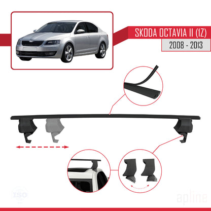 Compatible con Skoda Octavia 2 (1Z) Post-Facelift 2008-2013 ACE-4 Barras de Techo Auto Portaequipajes Barras Transversales Negro Aluminio 2 Barras