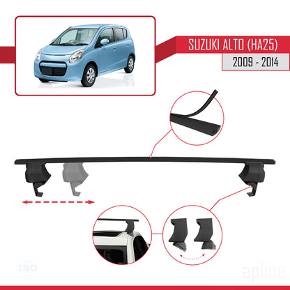 Compatible with Suzuki Alto (HA25) 2009-2014 ACE-4 Car Roof Rack Cross Bar Black Aluminium 2 Bars