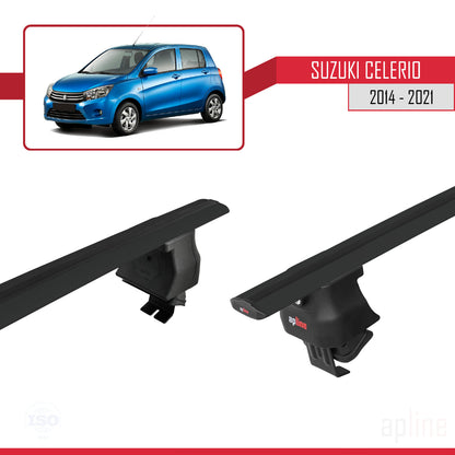 Compatible with Suzuki Celerio 2 (FE) 2014-2021 ACE-4 Car Roof Rack Cross Bar Black Aluminium 2 Bars