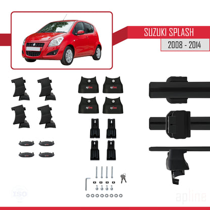 Compatible con Suzuki Splash 2008-2014 ACE-4 Barras de Techo Auto Portaequipajes Barras Transversales Negro Aluminio 2 Barras