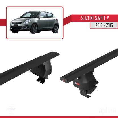 Compatible with Suzuki Swift 2 Post-Facelift 2013-2016 ACE-4 Car Roof Rack Cross Bar Black Aluminium 2 Bars