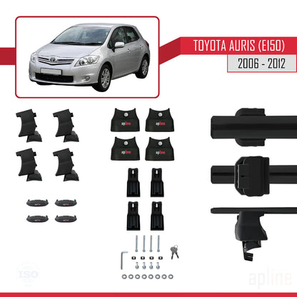 Compatible avec Toyota Auris (E150) 2006-2012 ACE-4 Barres de Toit Railing Porte-Bagages de Voiture Noir Aluminium 2 Barres