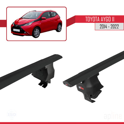 Compatible avec Toyota Aygo 2 2014-2022 ACE-4 Barres de Toit Railing Porte-Bagages de Voiture Noir Aluminium 2 Barres