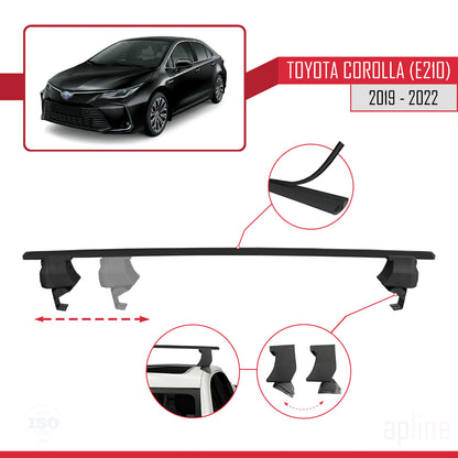 Compatible avec Toyota Corolla 12 (E210) Berline 2019-2022 ACE-4 Barres de Toit Railing Porte-Bagages de Voiture Noir Aluminium 2 Barres
