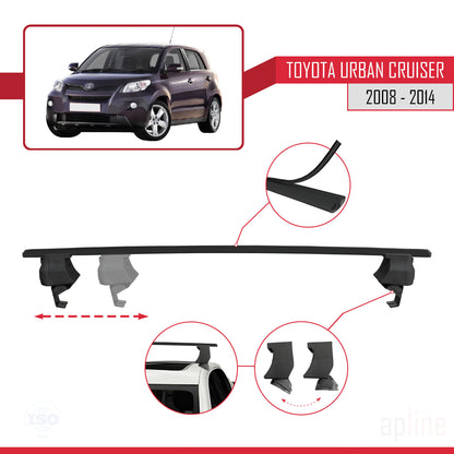 Compatible avec Toyota Urban Cruiser 2008-2014 ACE-4 Barres de Toit Railing Porte-Bagages de Voiture Noir Aluminium 2 Barres