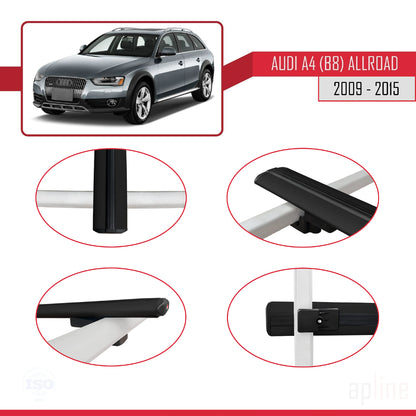 Compatible avec A4 (B8) Allroad 2009-2015 BASIC Model Barres de Toit Railing Porte-Bagages de Voiture Noir Aluminium 3 Barres