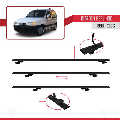 Compatible con Citroen Berlingo (M49) 1996-2003 BASIC Model Barras de Techo Auto Portaequipajes Barras Transversales Negro Aluminio 2 Barras