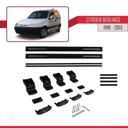 Compatible con Citroen Berlingo (M49) 1996-2003 BASIC Model Barras de Techo Auto Portaequipajes Barras Transversales Negro Aluminio 2 Barras