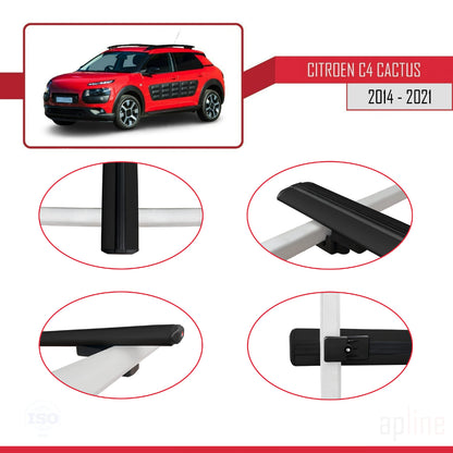 Compatible avec Citroen C4 Cactus 2014-2021 BASIC Model Barres de Toit Railing Porte-Bagages de Voiture Noir Aluminium 3 Barres