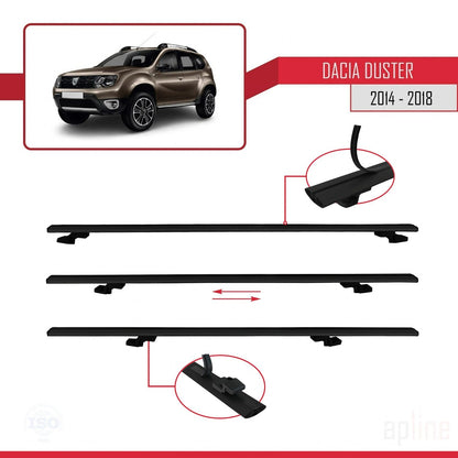 Compatible avec Dacia Duster (HS) Post-Facelift 2014-2017 BASIC Model Barres de Toit Railing Porte-Bagages de Voiture Noir Aluminium 3 Barres