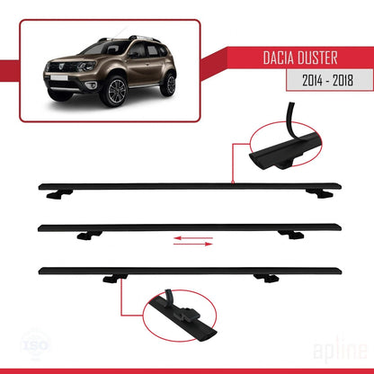 Compatible avec Dacia Duster (HS) Post-Facelift 2014-2017 BASIC Model Barres de Toit Railing Porte-Bagages de Voiture Noir Aluminium 2 Barres