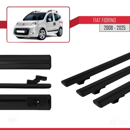 Compatibile con Fiat Fiorino 3 2008-2025 modello BASIC Barre portatutto per auto Railing Portapacchi in alluminio nero 3 barre
