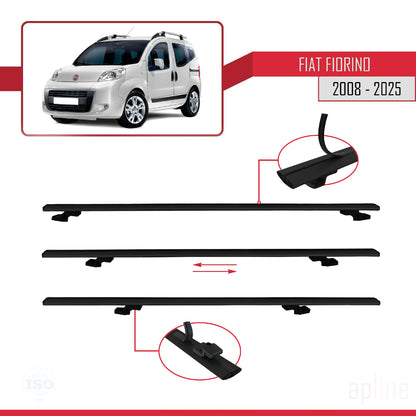 Compatibile con Fiat Fiorino 3 2008-2025 modello BASIC Barre portatutto per auto Railing Portapacchi in alluminio nero 3 barre