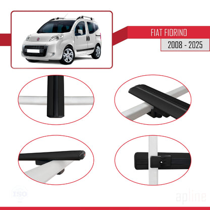 Compatibile con Fiat Fiorino 3 2008-2025 modello BASIC Barre portatutto Railing Portapacchi per auto Alluminio nero 4 barre