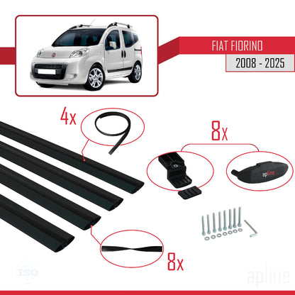 Compatibile con Fiat Fiorino 3 2008-2025 modello BASIC Barre portatutto Railing Portapacchi per auto Alluminio nero 4 barre